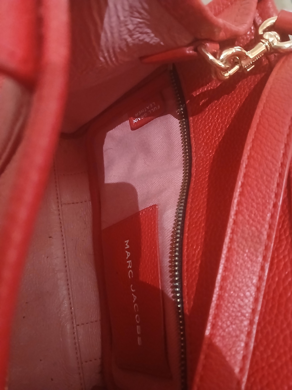 Marc Jacobs Coral Red Pebbled Leather The Tote Bag - Picture 4 of 6